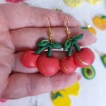 Cercei cu mini fructe cirese rosii