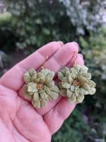 Cercei cu floare verde