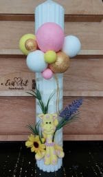 lumanare-botez-fetita-baloane-roz-girafa-handmade