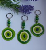 Breloc Handmade Ochi Protector Verde din Argilă Polimerică