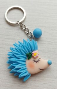 Breloc Handmade Arici Albastru cu Floare