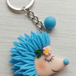 Breloc Handmade Arici Albastru cu Floare