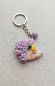 Breloc Handmade Arici Mov cu Floare