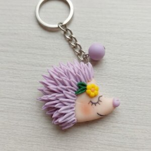 Breloc Handmade Arici Mov cu Floare