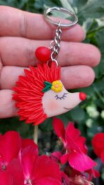 Breloc Handmade Arici Roșu cu Floare