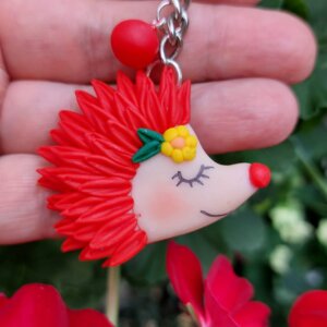 Breloc Handmade Arici Roșu cu Floare
