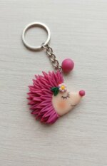 Breloc Handmade Arici Roz Vișiniu cu Floare