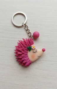 Breloc Handmade Arici Roz Vișiniu cu Floare