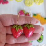 Cercei handmade Căpșuni din lut polimeric – Cercei fructe roșii | Evamia