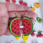 Cercei handmade Pepene roșu din lut polimeric – Cercei fructe vară | Evamia