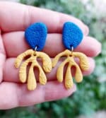 cercei handmade stil office forma deosebita albastru galben evamia handmade