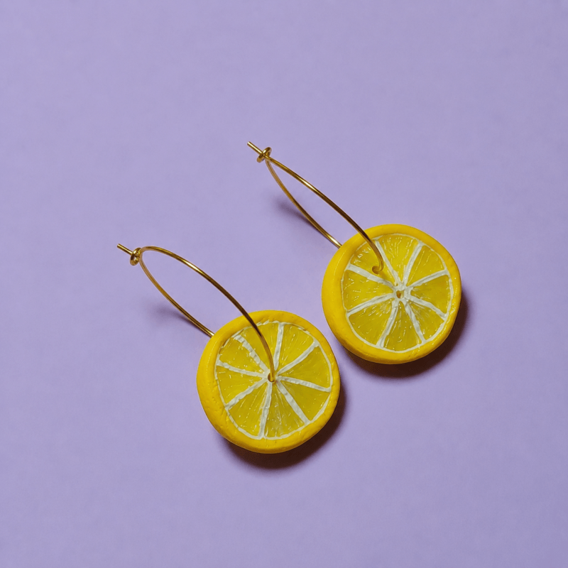 Cercei Handmade cu Felii de Lămâie