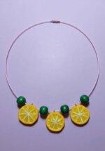Colier handmade cu felii de lămâie