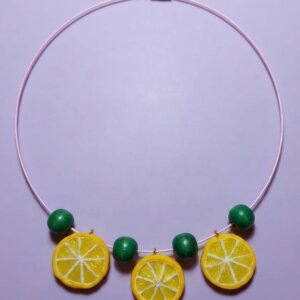 Colier handmade cu felii de lămâie