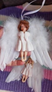 ingeras saten handmade cu pene