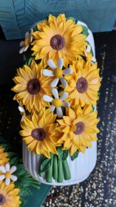 Vază handmade cu Floarea-soarelui și margarete