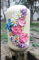 vază decorativă handmade flori lut polimeric primăvară