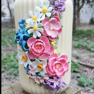 vază decorativă handmade flori lut polimeric primăvară